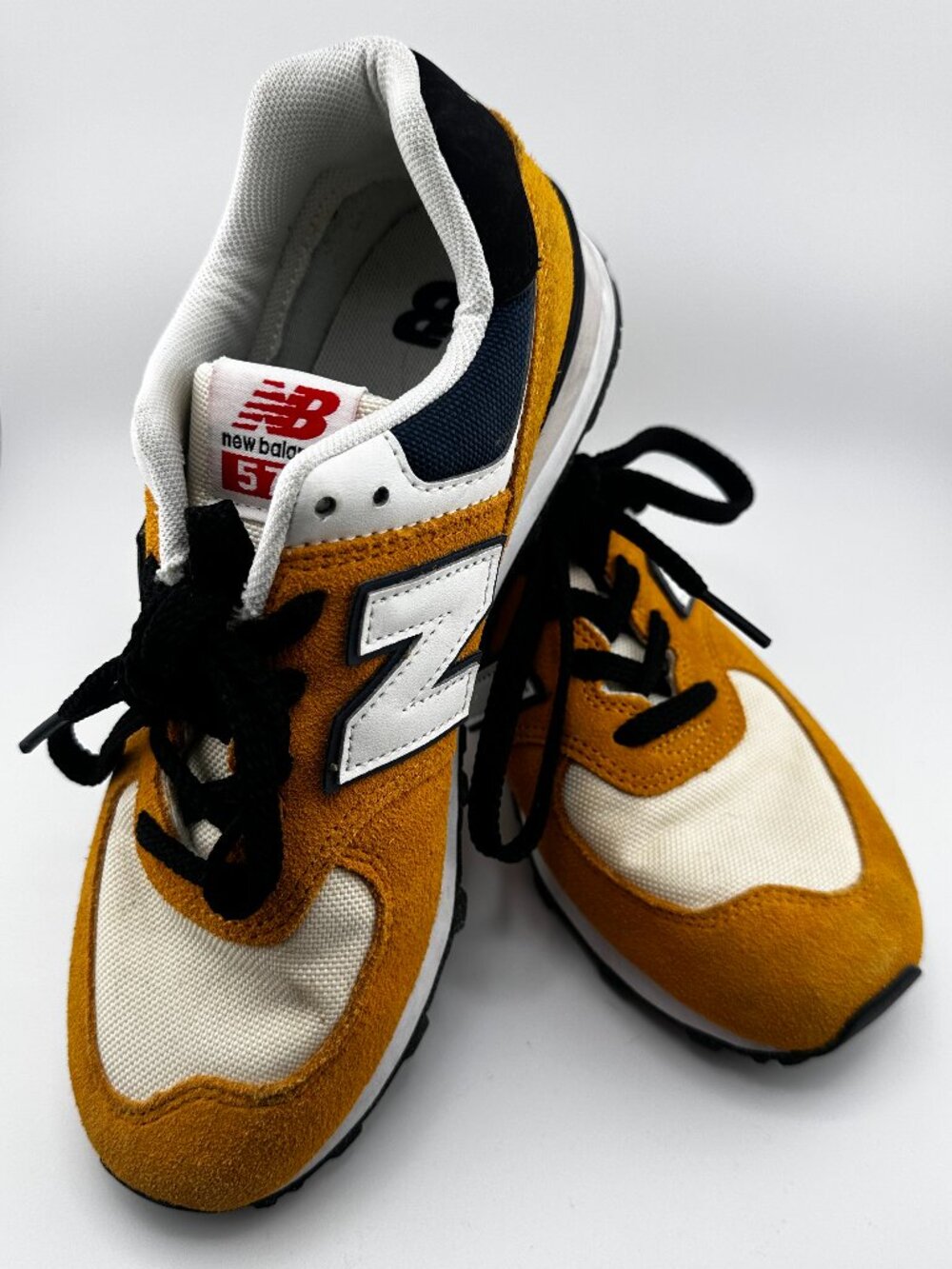 New Balance 574 Mustard Yellow Suede Sneakers Women's 7 Boys 5.5 GC574CY1